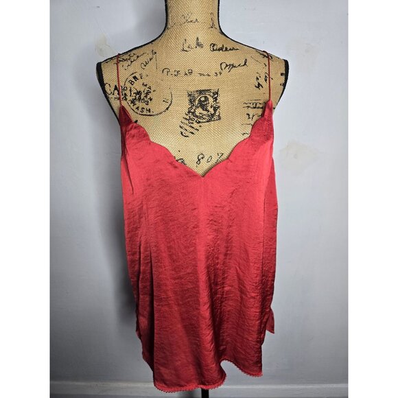 Intimately Free People Sensual Satin Scallop Cami Tank Top Rust Large - Picture 13 of 13